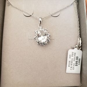 White sapphire and sterling silver necklace